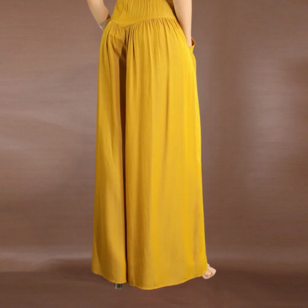 Mustard Wide Leg Pants with Pockets