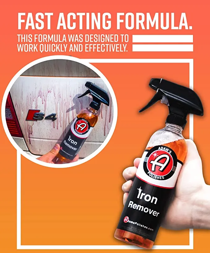 New Adam's Iron Remover (16oz) - Iron Out Fallout Rust Remover Spray for Car Detailing | Remove Iron Particles in Car Paint, Motorcycle, RV & Boat | Use Before Clay Bar, Car Wax or Car Wash