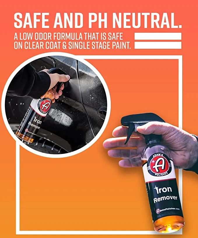 New Adam's Iron Remover (16oz) - Iron Out Fallout Rust Remover Spray for Car Detailing | Remove Iron Particles in Car Paint, Motorcycle, RV & Boat | Use Before Clay Bar, Car Wax or Car Wash