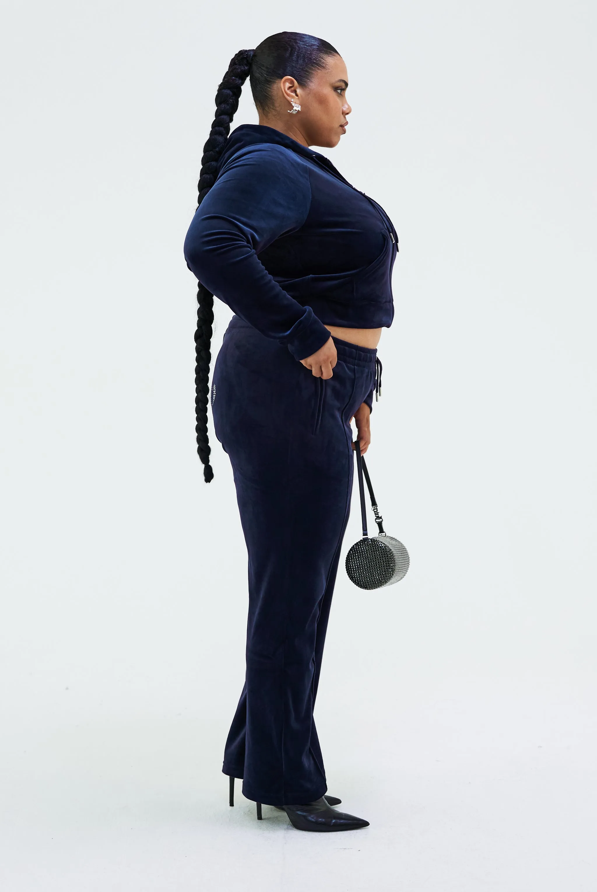 NIGHT SKY VELOUR DIAMANTÉ TRACKSUIT BOTTOM