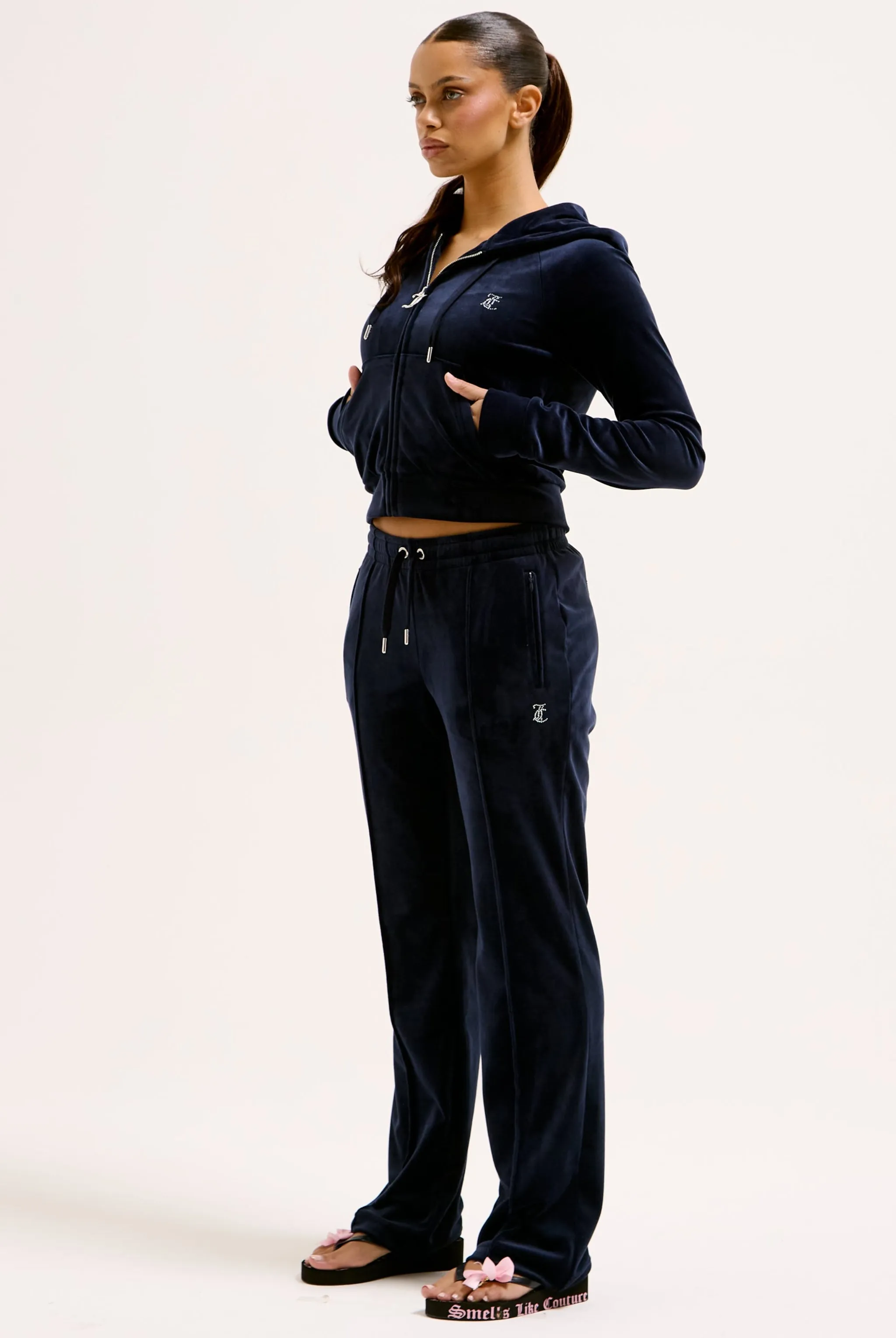 NIGHT SKY VELOUR DIAMANTÉ TRACKSUIT BOTTOM