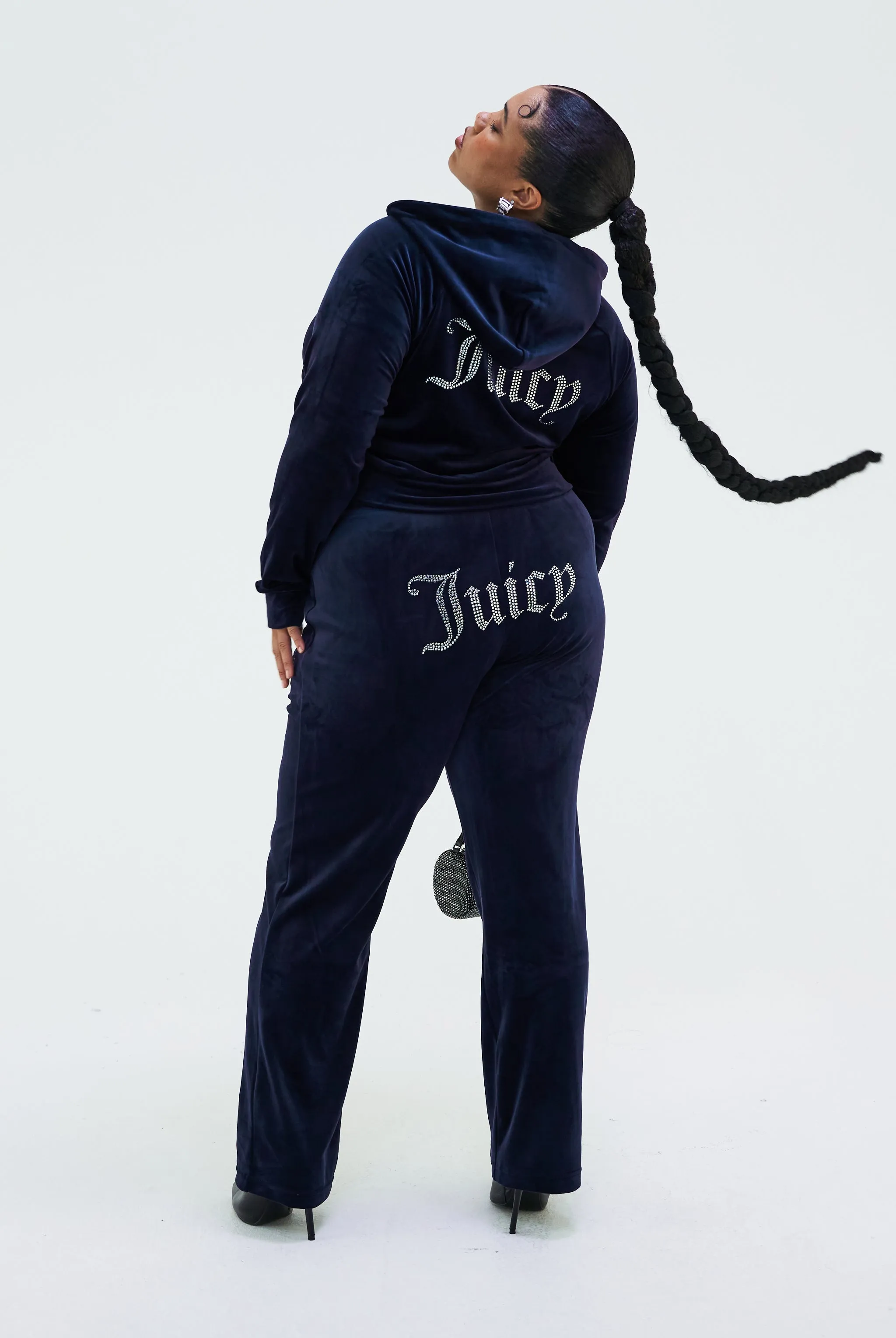 NIGHT SKY VELOUR DIAMANTÉ TRACKSUIT BOTTOM