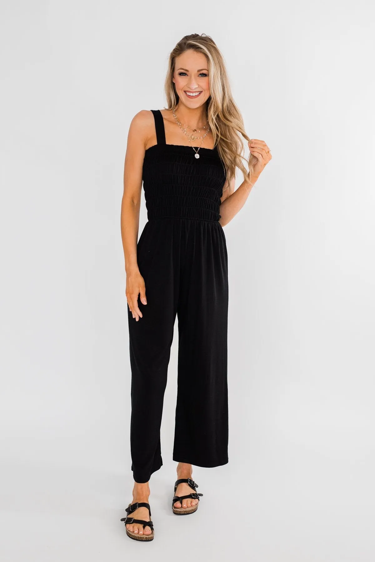Nobody But Me Wide Leg Jumpsuit- Black