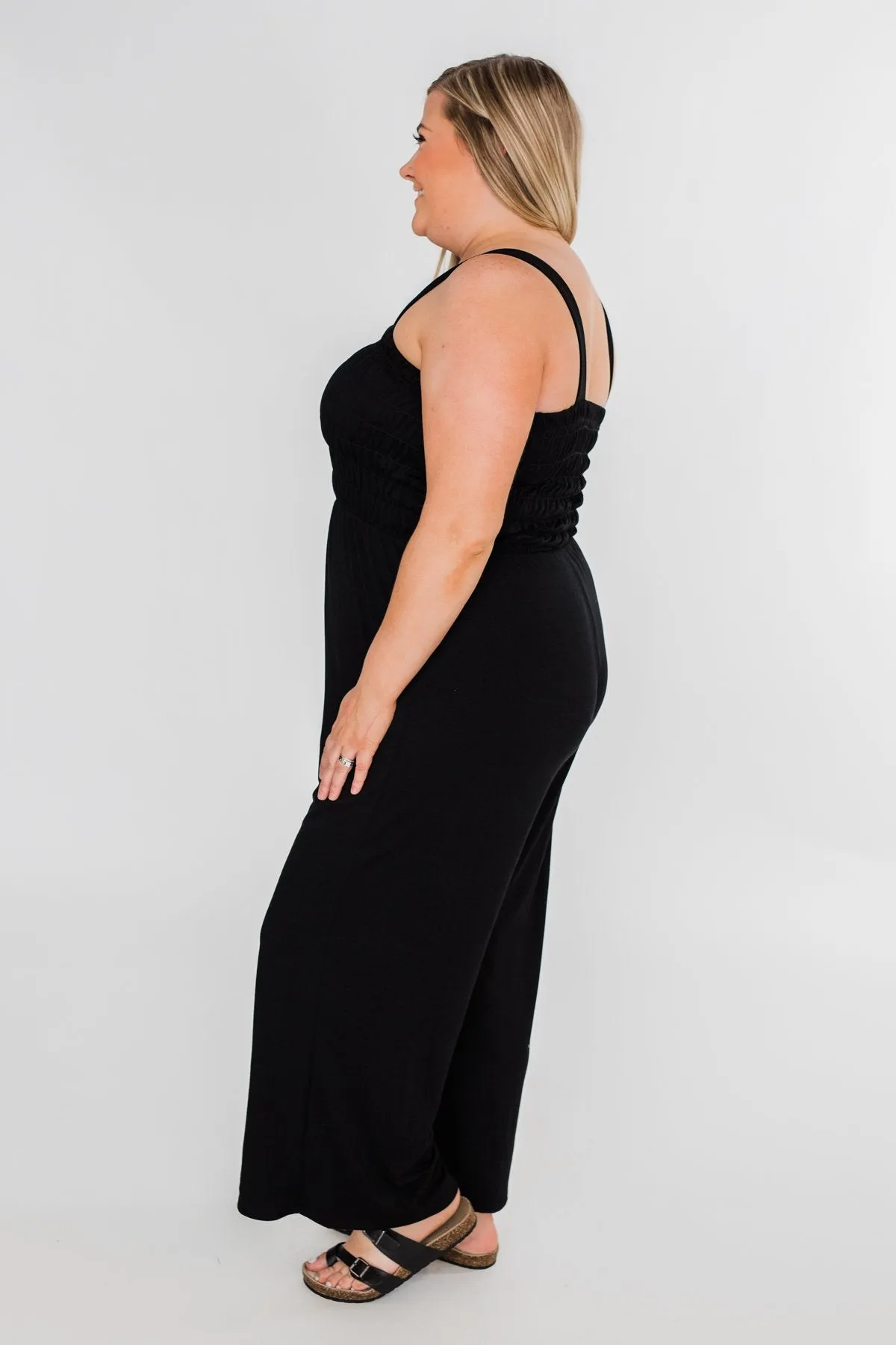 Nobody But Me Wide Leg Jumpsuit- Black