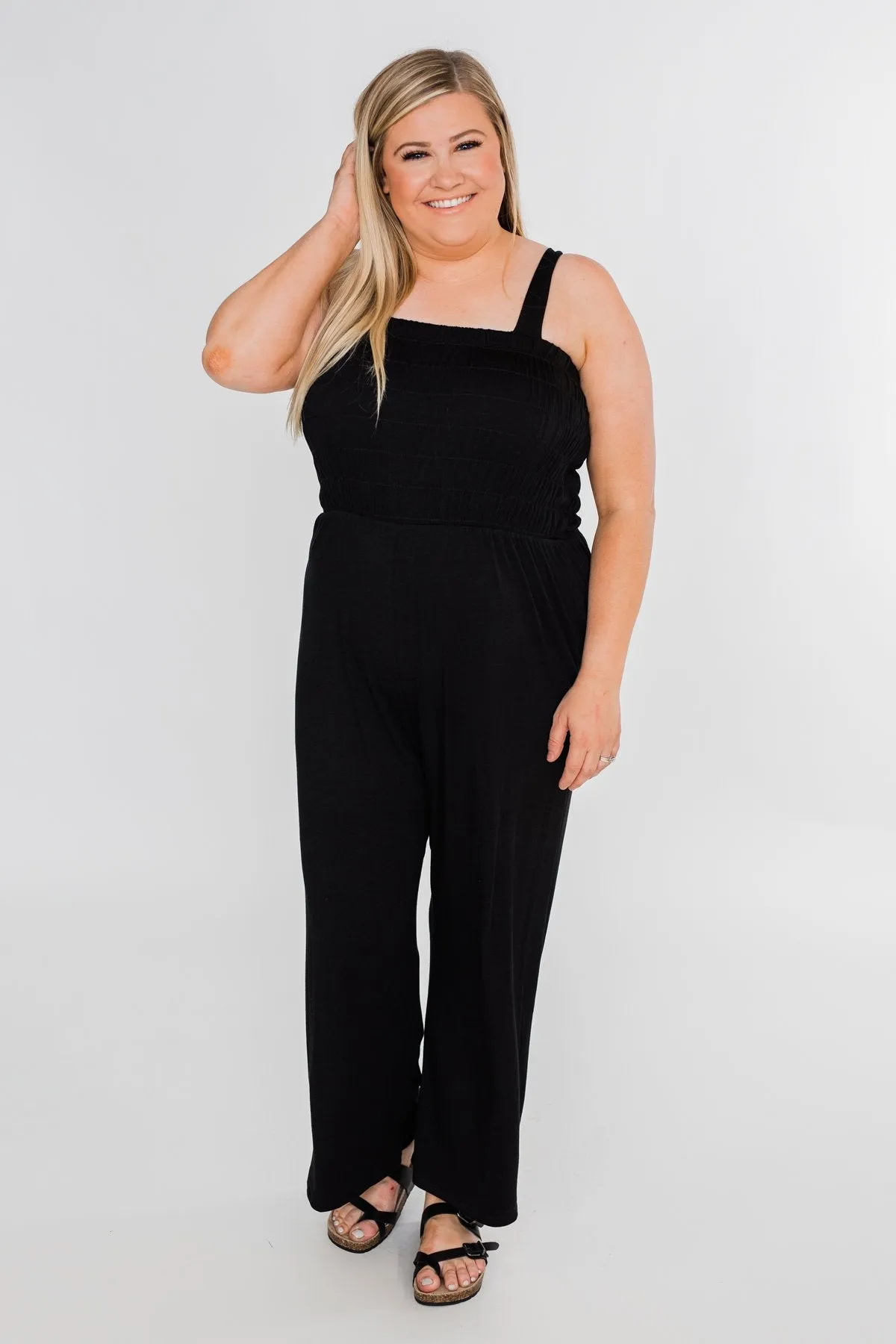 Nobody But Me Wide Leg Jumpsuit- Black