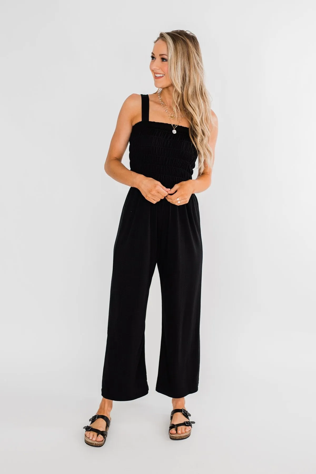 Nobody But Me Wide Leg Jumpsuit- Black