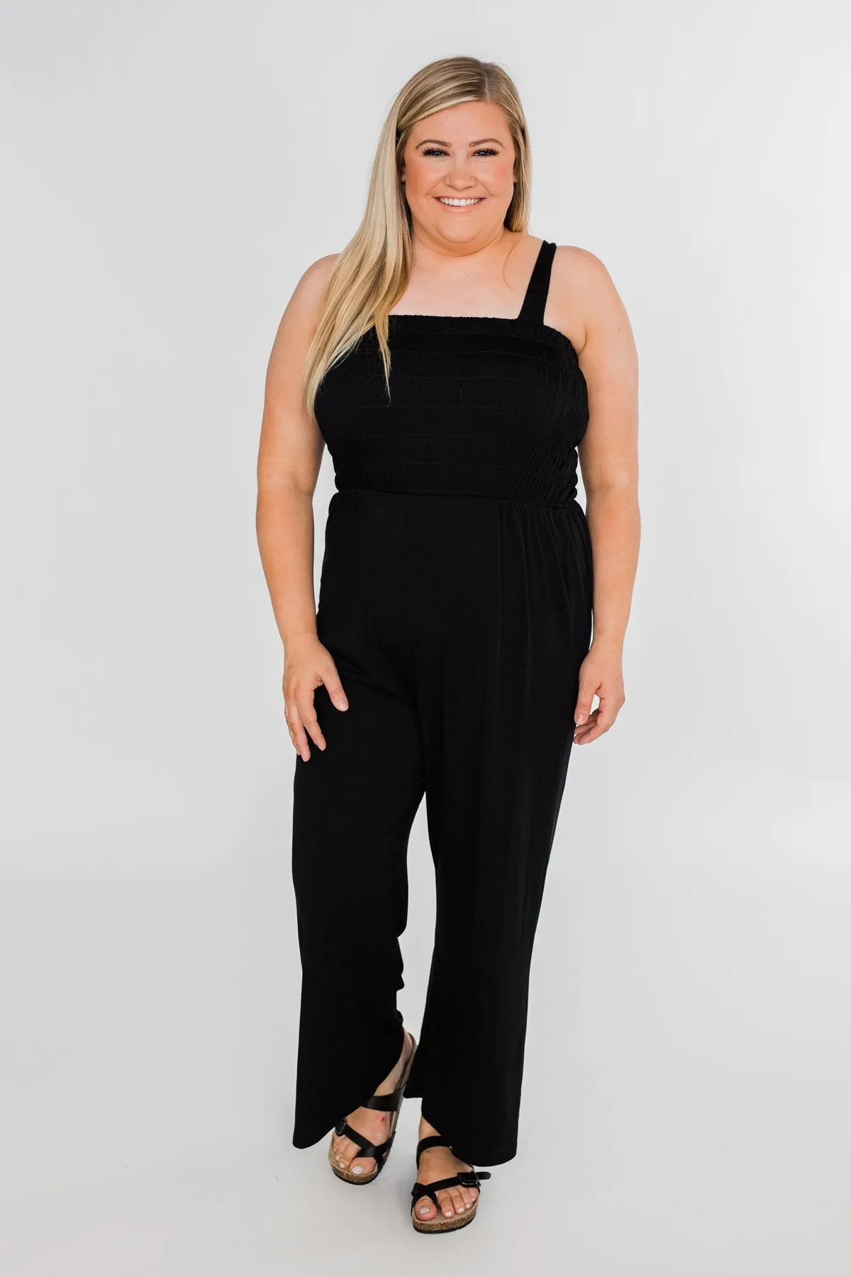 Nobody But Me Wide Leg Jumpsuit- Black
