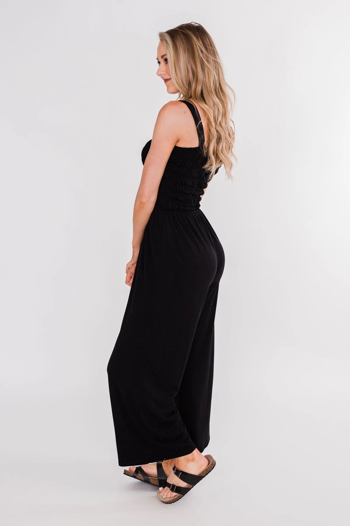 Nobody But Me Wide Leg Jumpsuit- Black