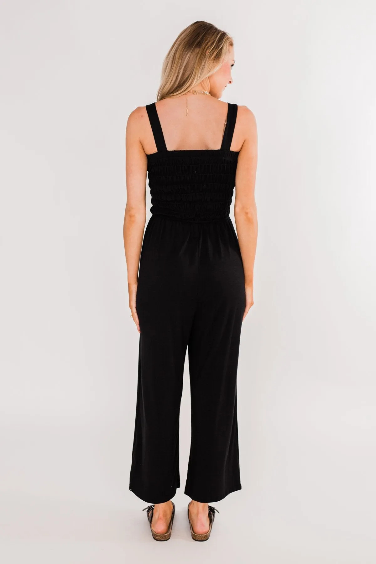 Nobody But Me Wide Leg Jumpsuit- Black
