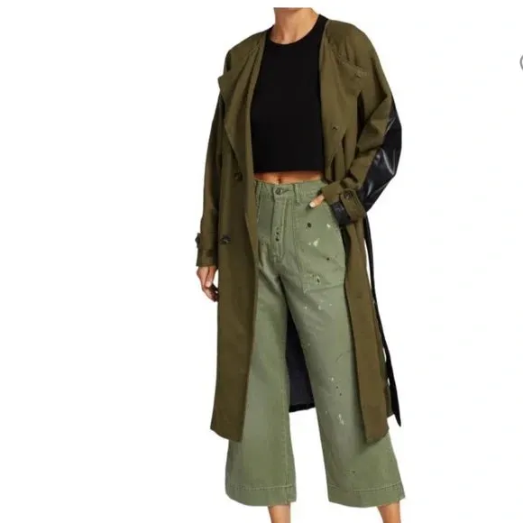 NSF GLADYS VEGAN LEATHER BELTED TRENCH COAT