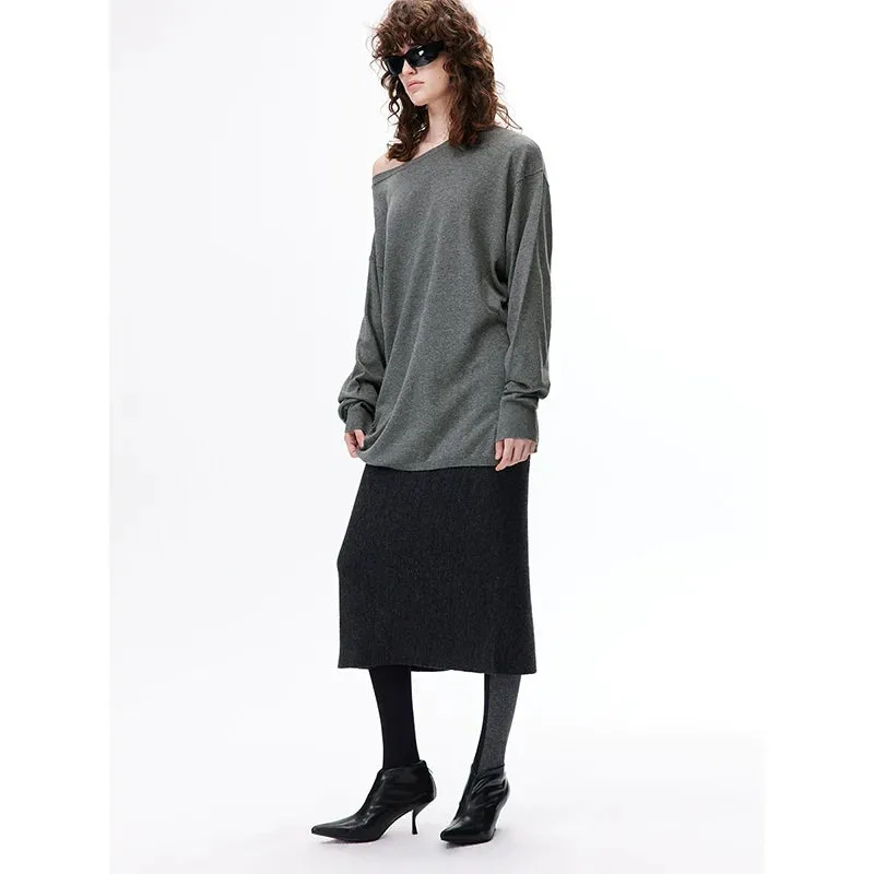Off-Shoulder Gray Sweater