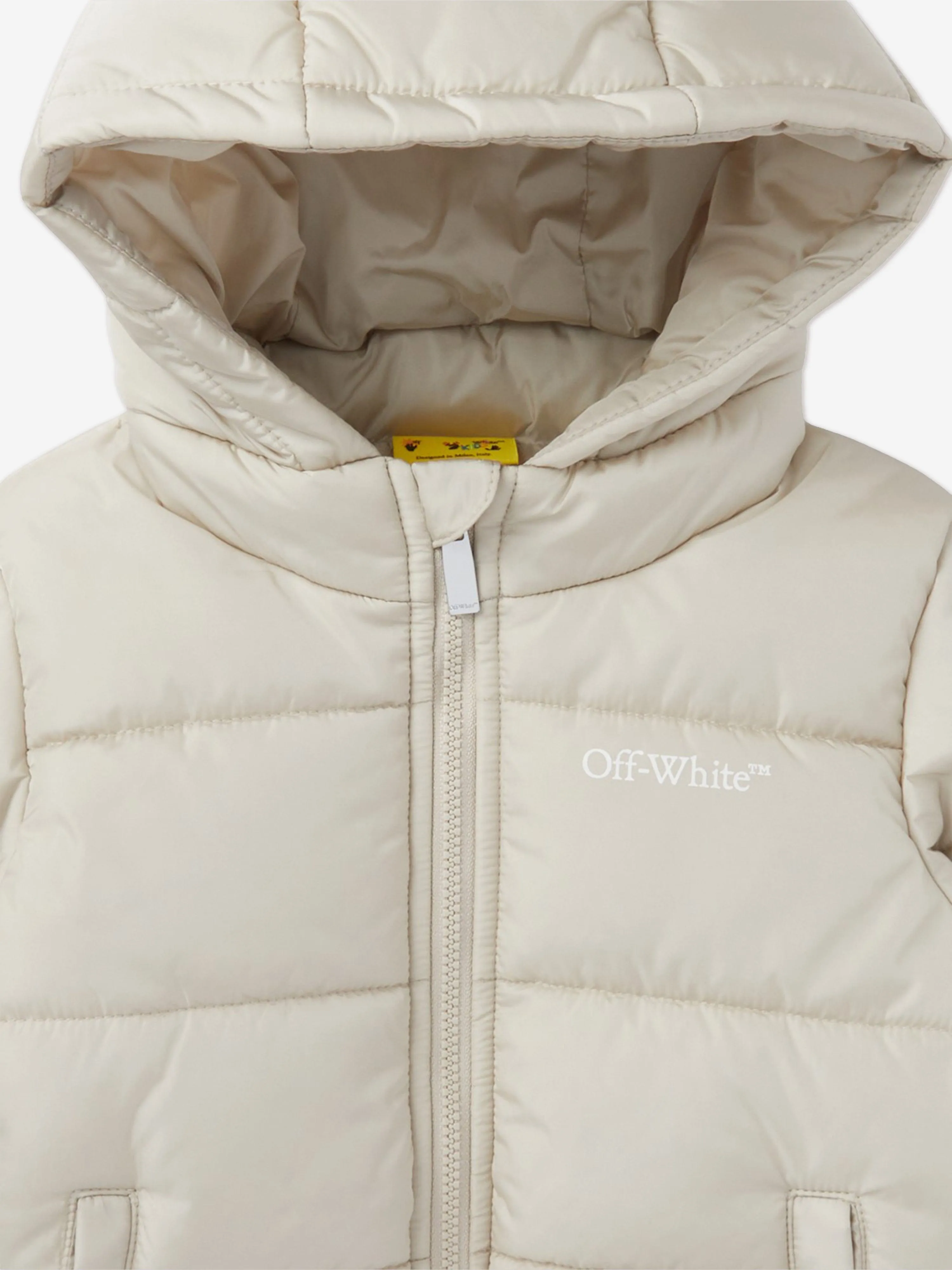 Off-White Baby Bookish Diagonal Puffer Jacket in White