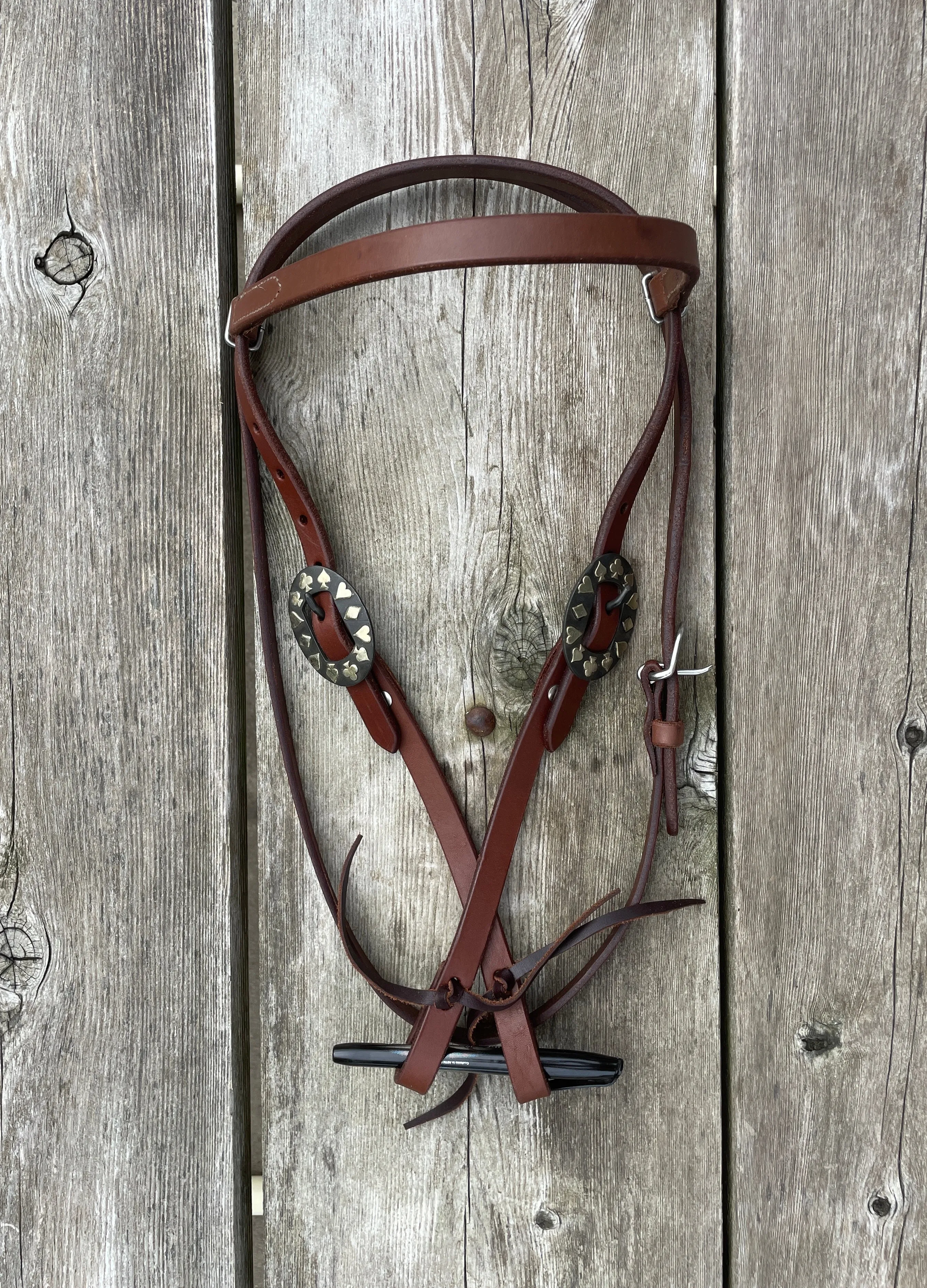 Oiled Harness Browband Headstall With Black Jack Buckle