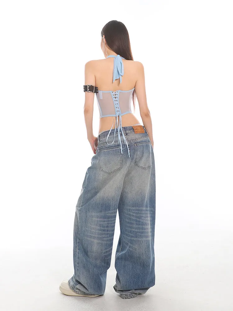 Oversized Baggy Button Fly Denim Jeans