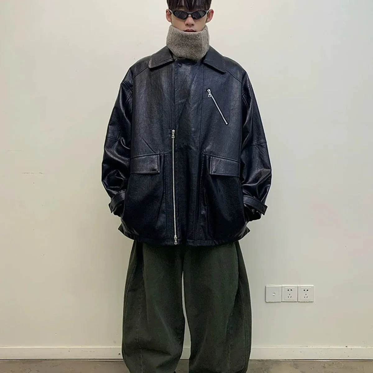 Oversized Faux Leather Jacket
