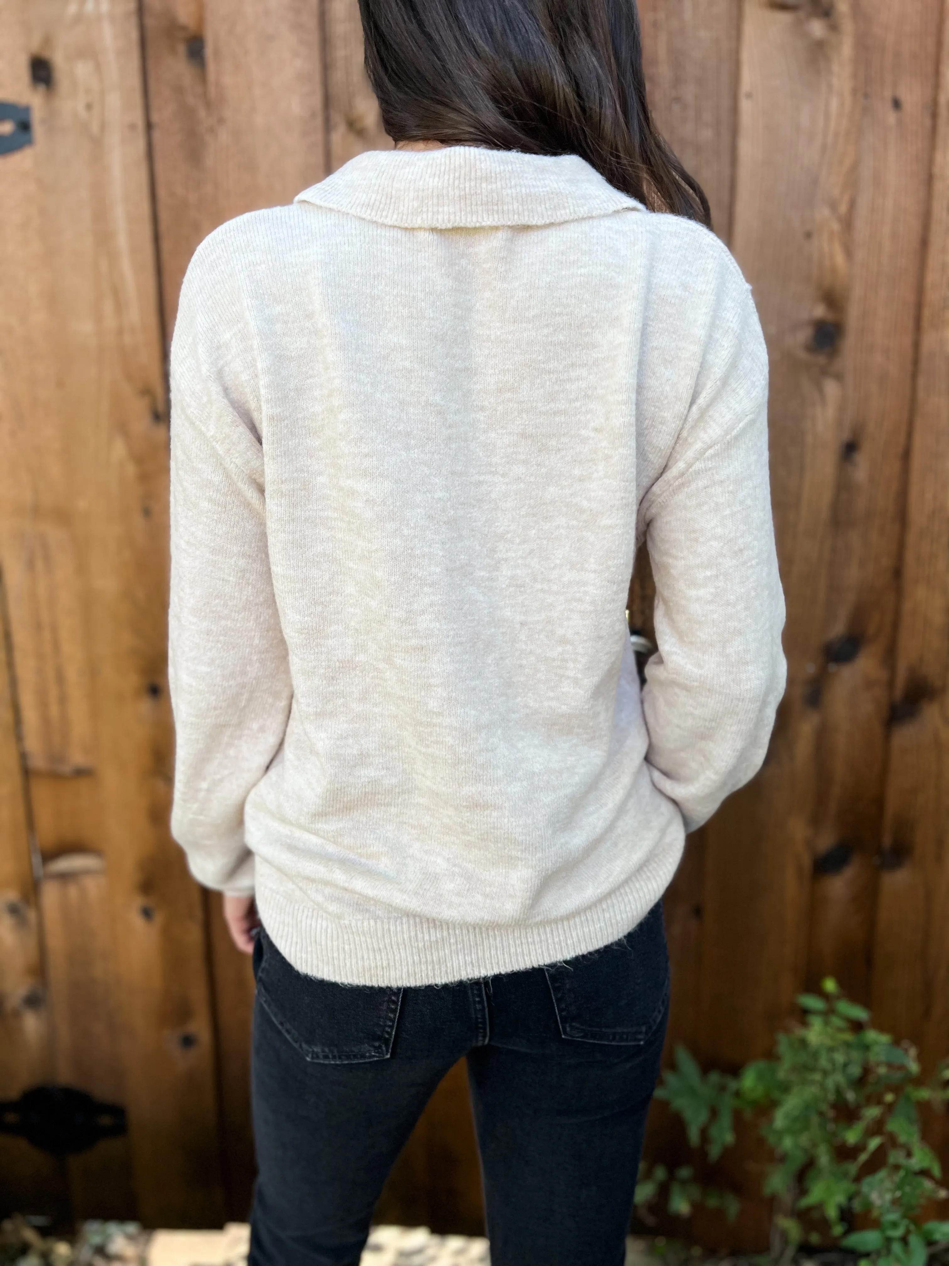 Oversized Polo Sweater with Pocket