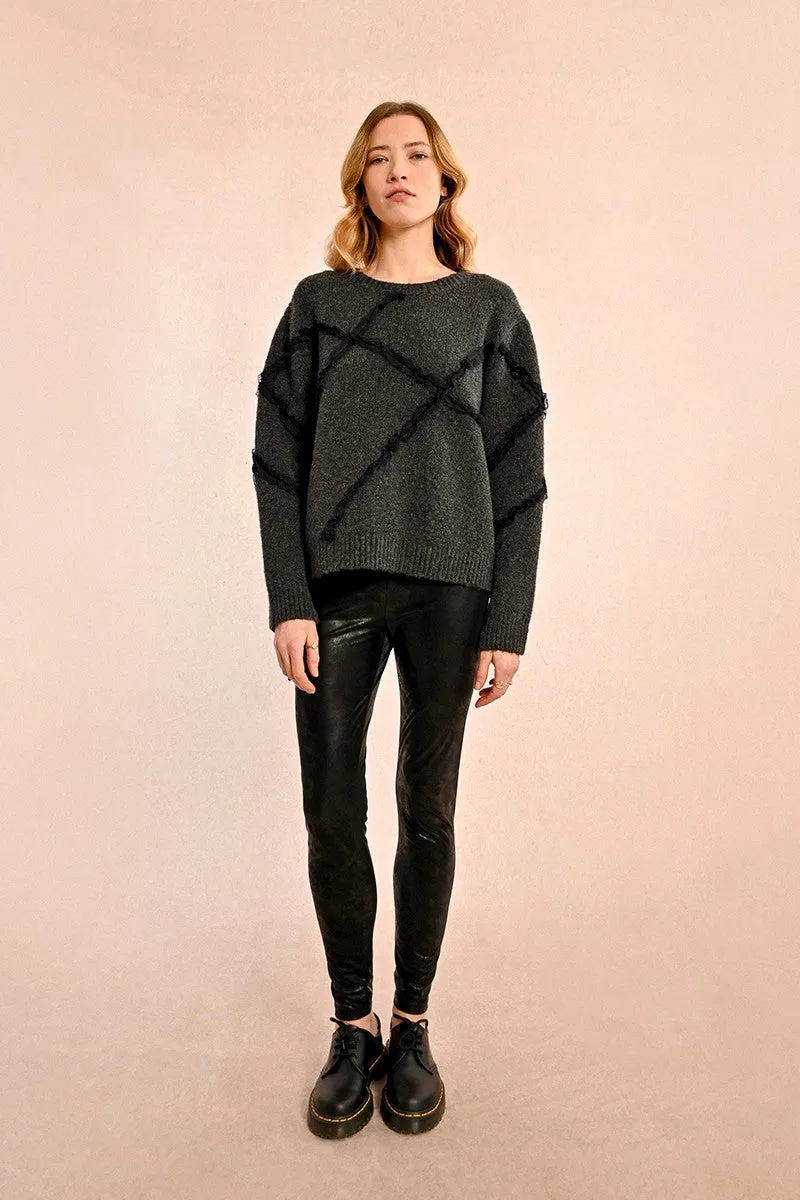 OVERSIZED SWEATER WITH RUFFLES AND LACE