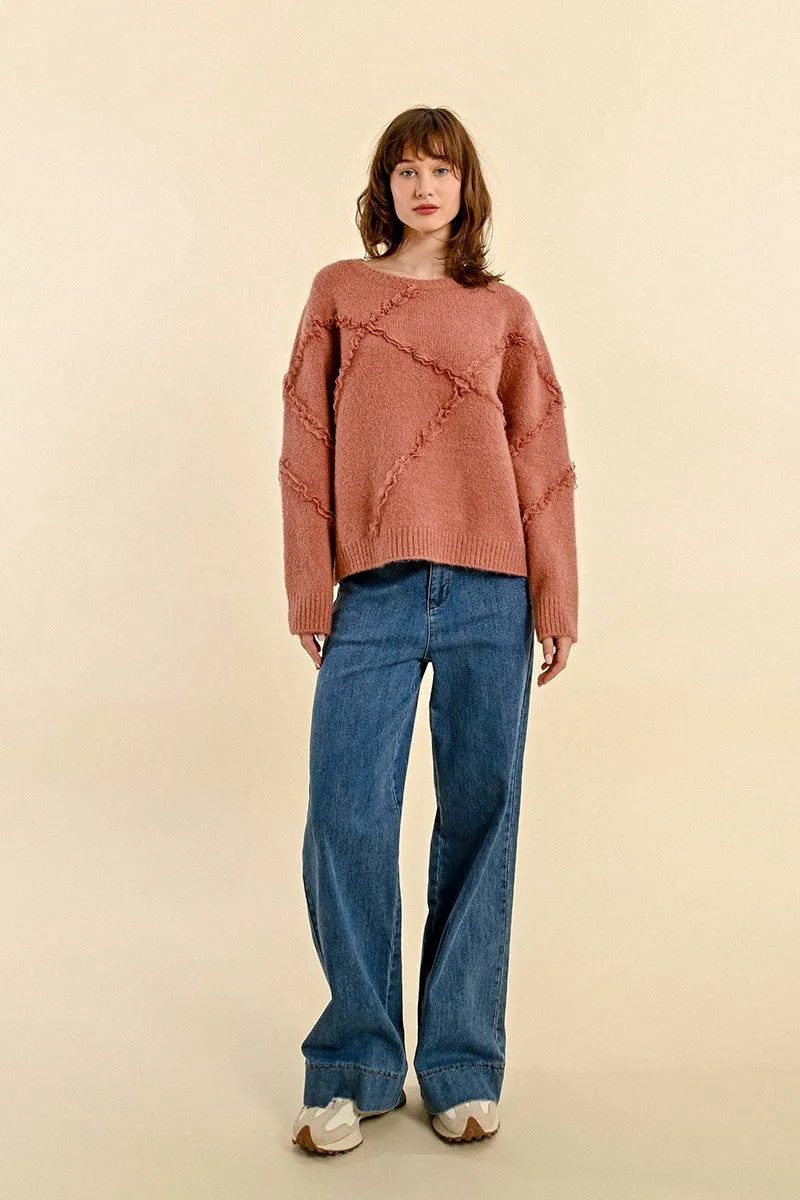 OVERSIZED SWEATER WITH RUFFLES AND LACE