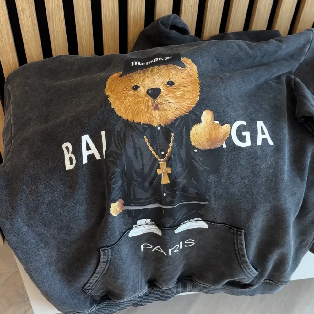 Oversized Washed Bear Hoodie