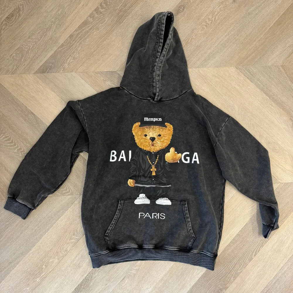 Oversized Washed Bear Hoodie