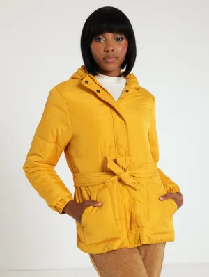Padded Belted Hoodie - Mustard