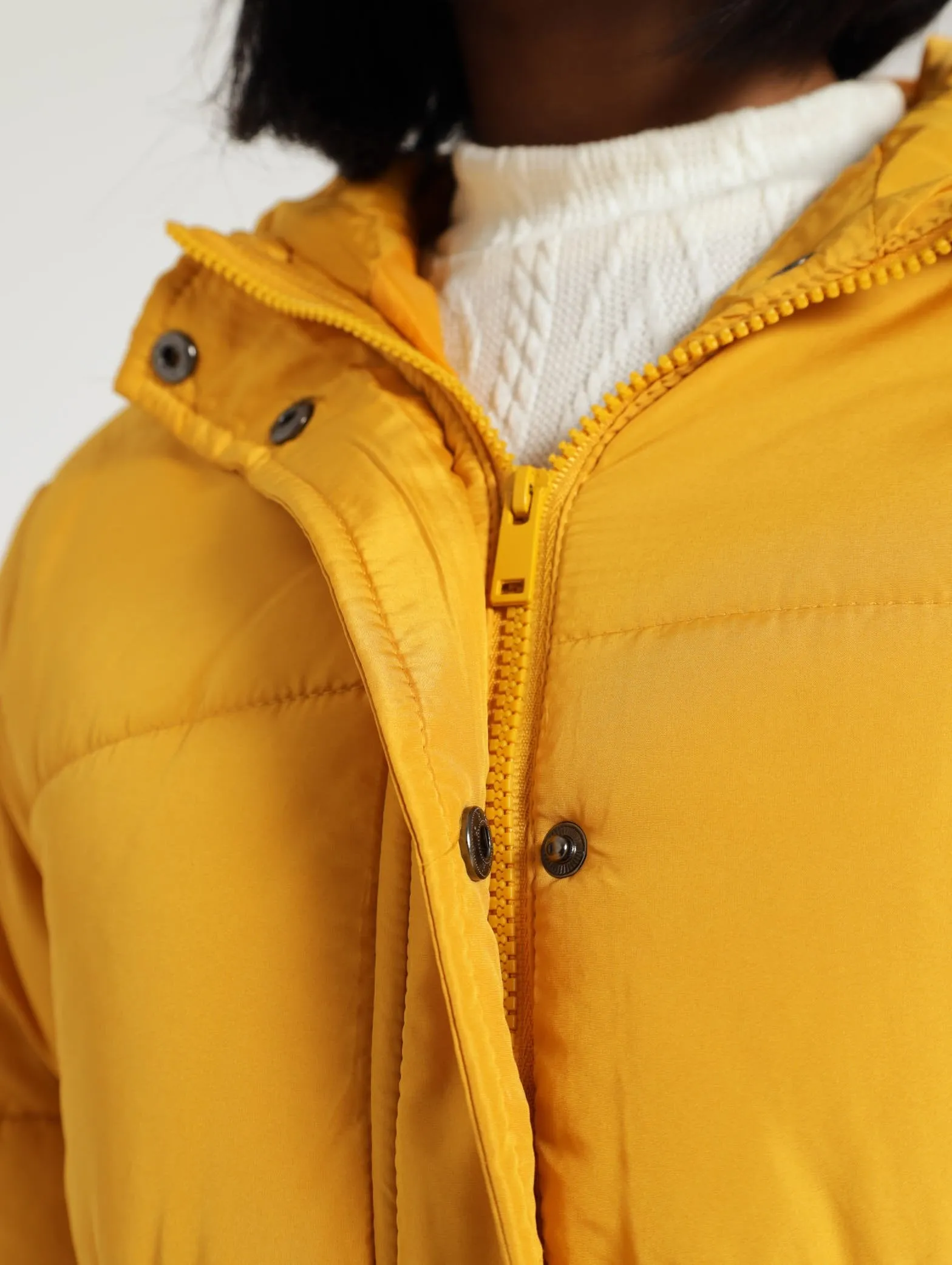 Padded Belted Hoodie - Mustard