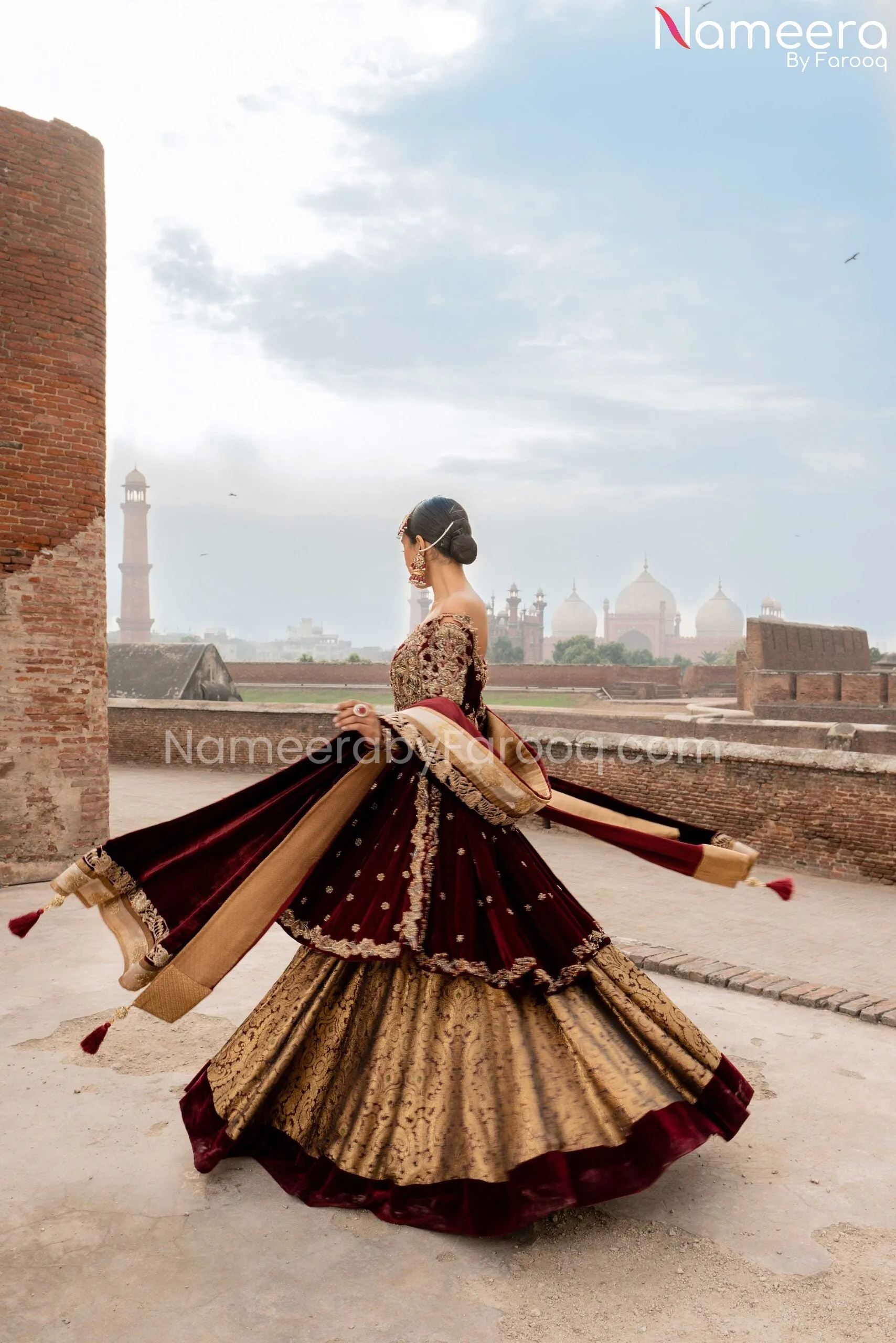 Pakistani Short Frock with Lehenga for Bridal #BB288