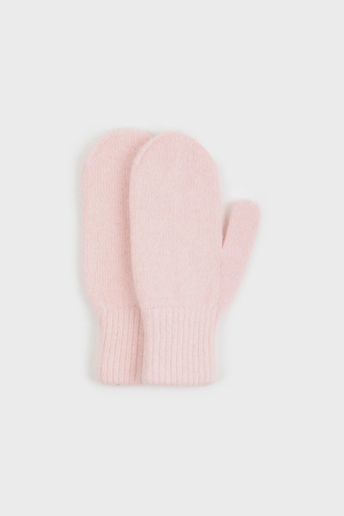 Pale pink angora wool blend mittens