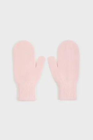 Pale pink angora wool blend mittens