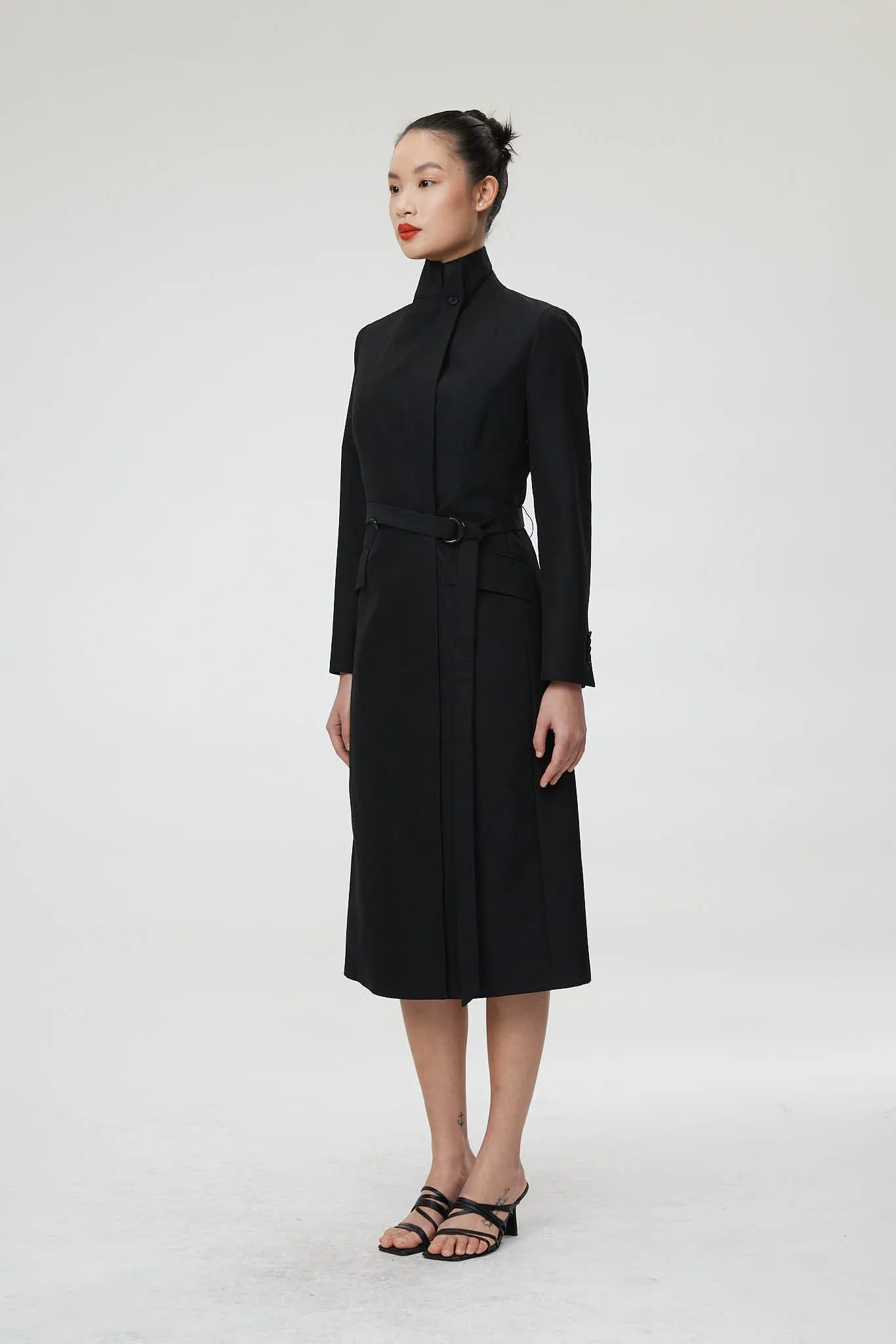 Palermo Coat - Double breasted long suit jacket in black