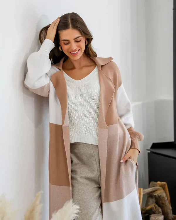 PATCHWORK KNIT COATIGAN