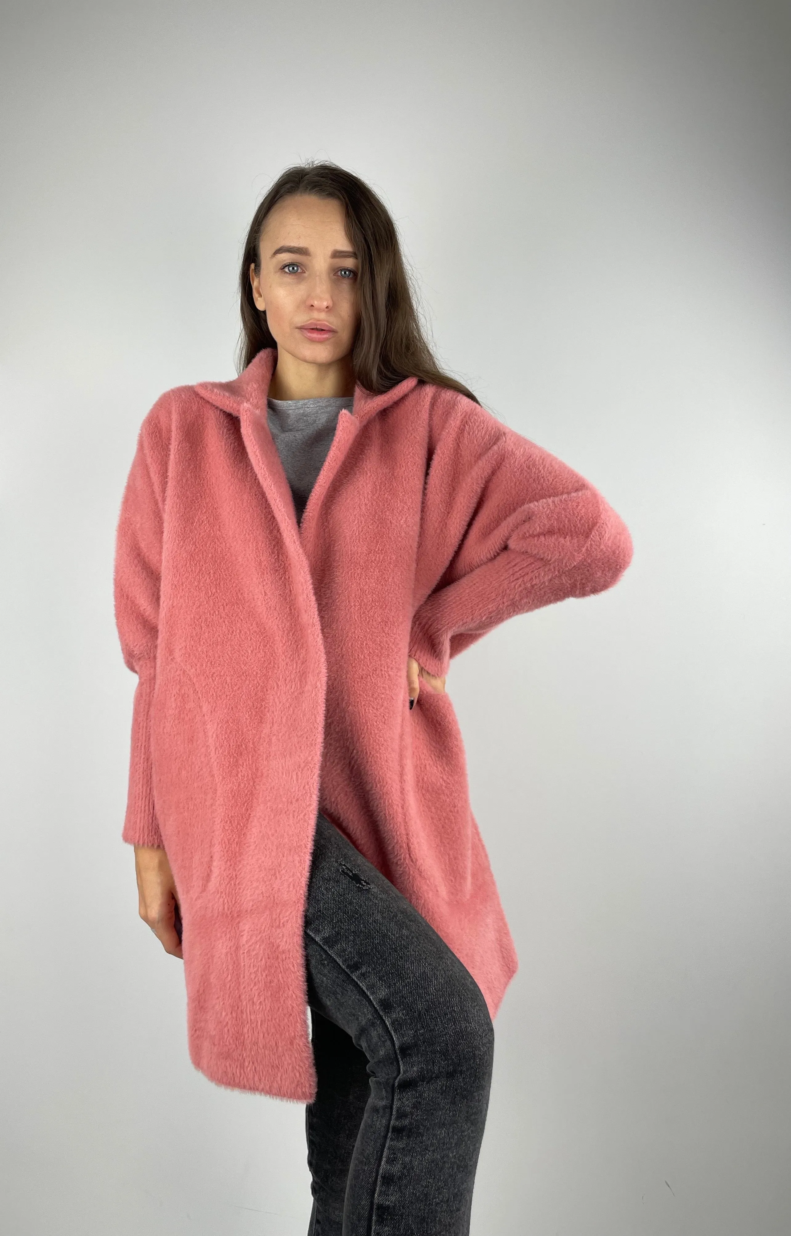 Peach short Alpaca coat
