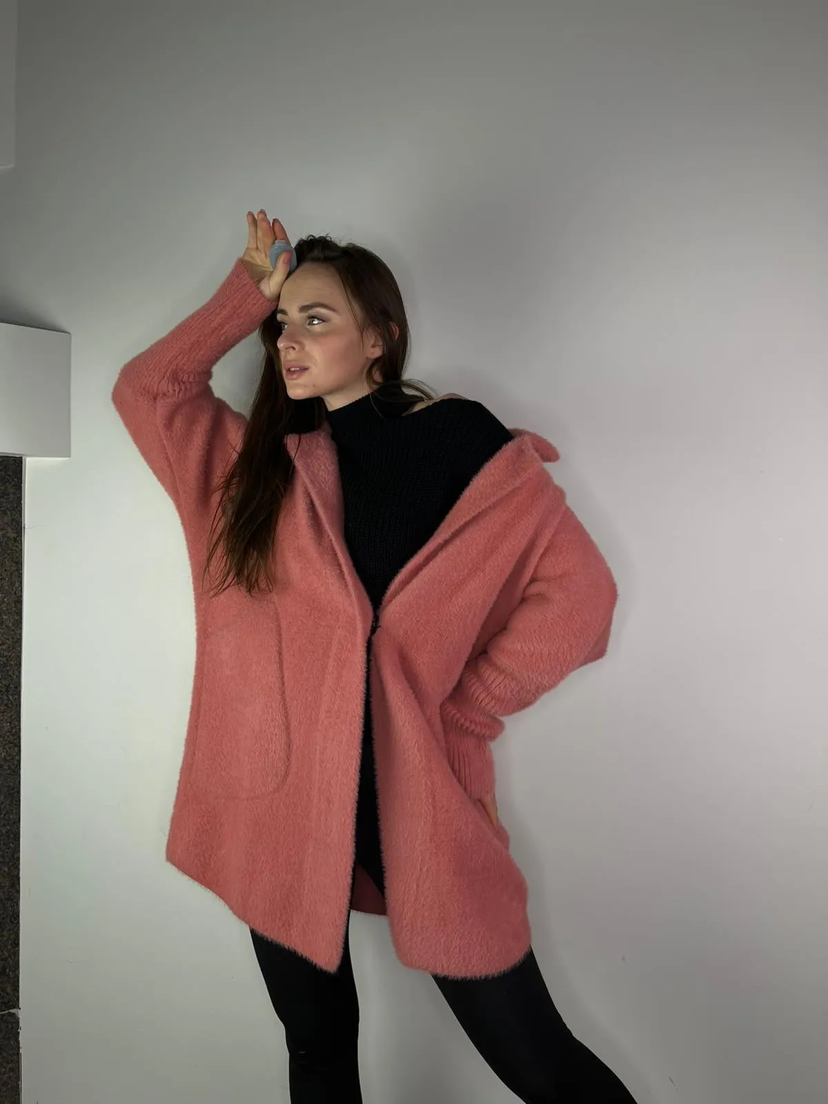 Peach short Alpaca coat