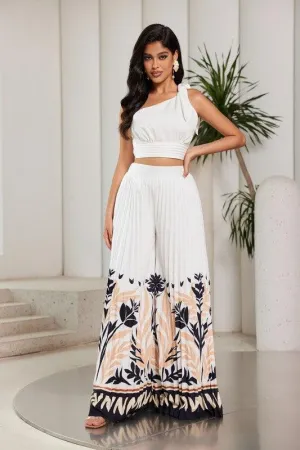 PLEATD PALAZO PANT WITH CROP TOP
