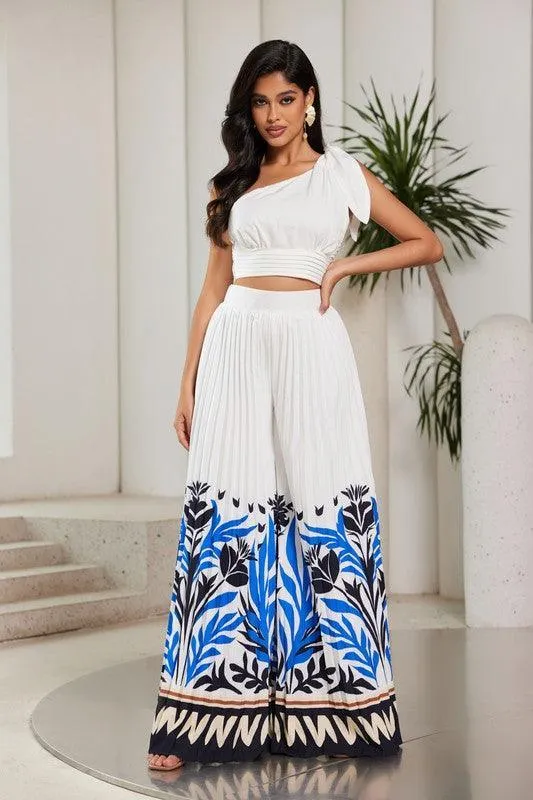 PLEATD PALAZO PANT WITH CROP TOP