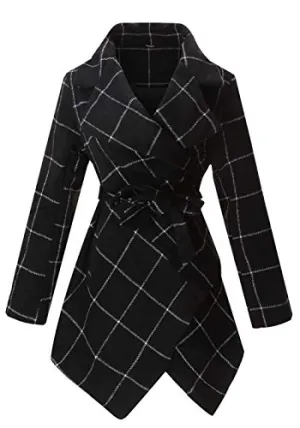 PLREOSEVNTE Women's Turn Down Collar Grid Coat