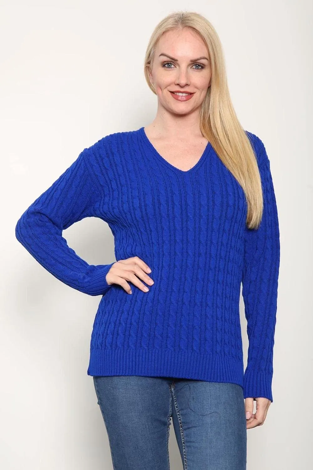 Plus Size Cable Knitted Sweater Top