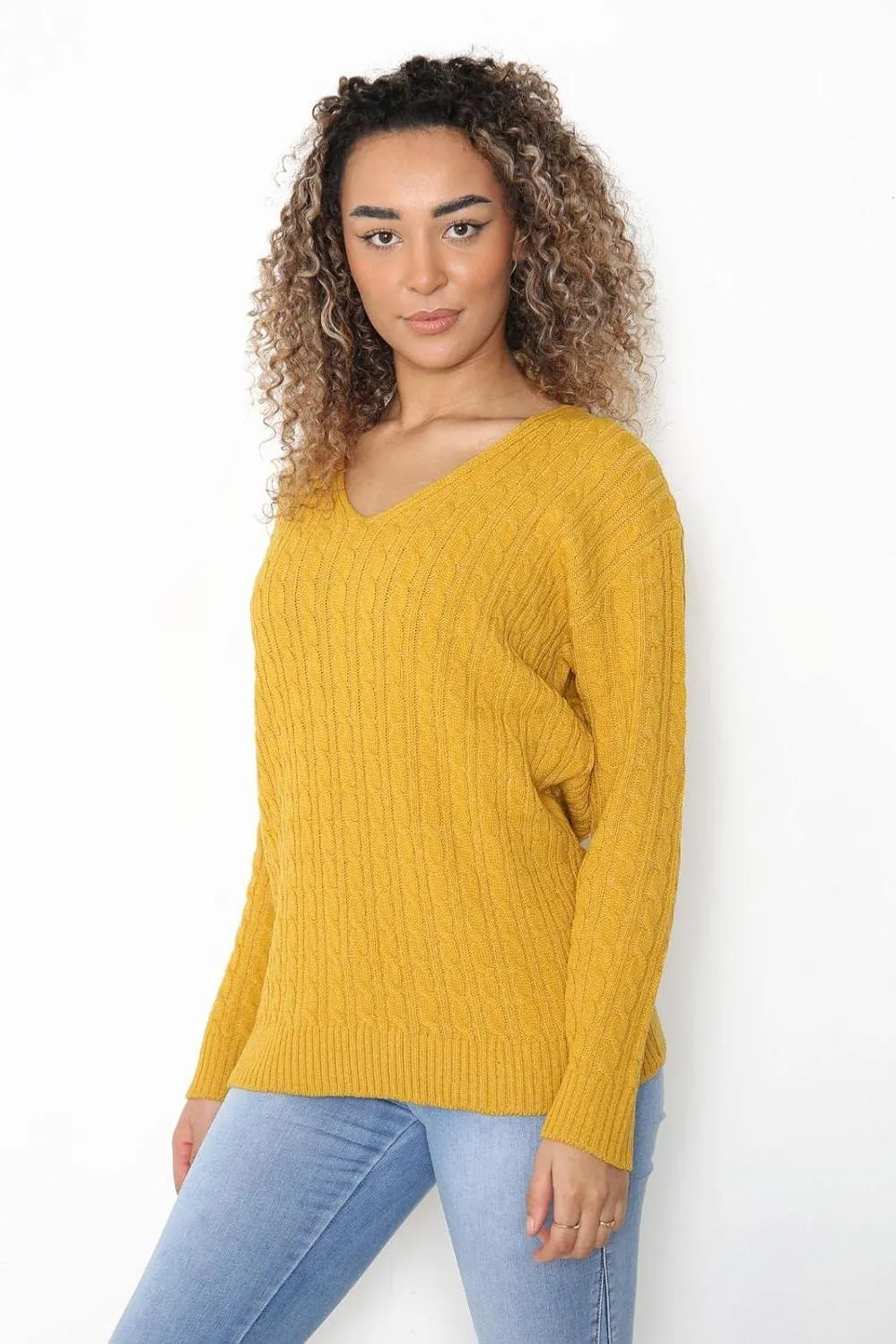 Plus Size Cable Knitted Sweater Top