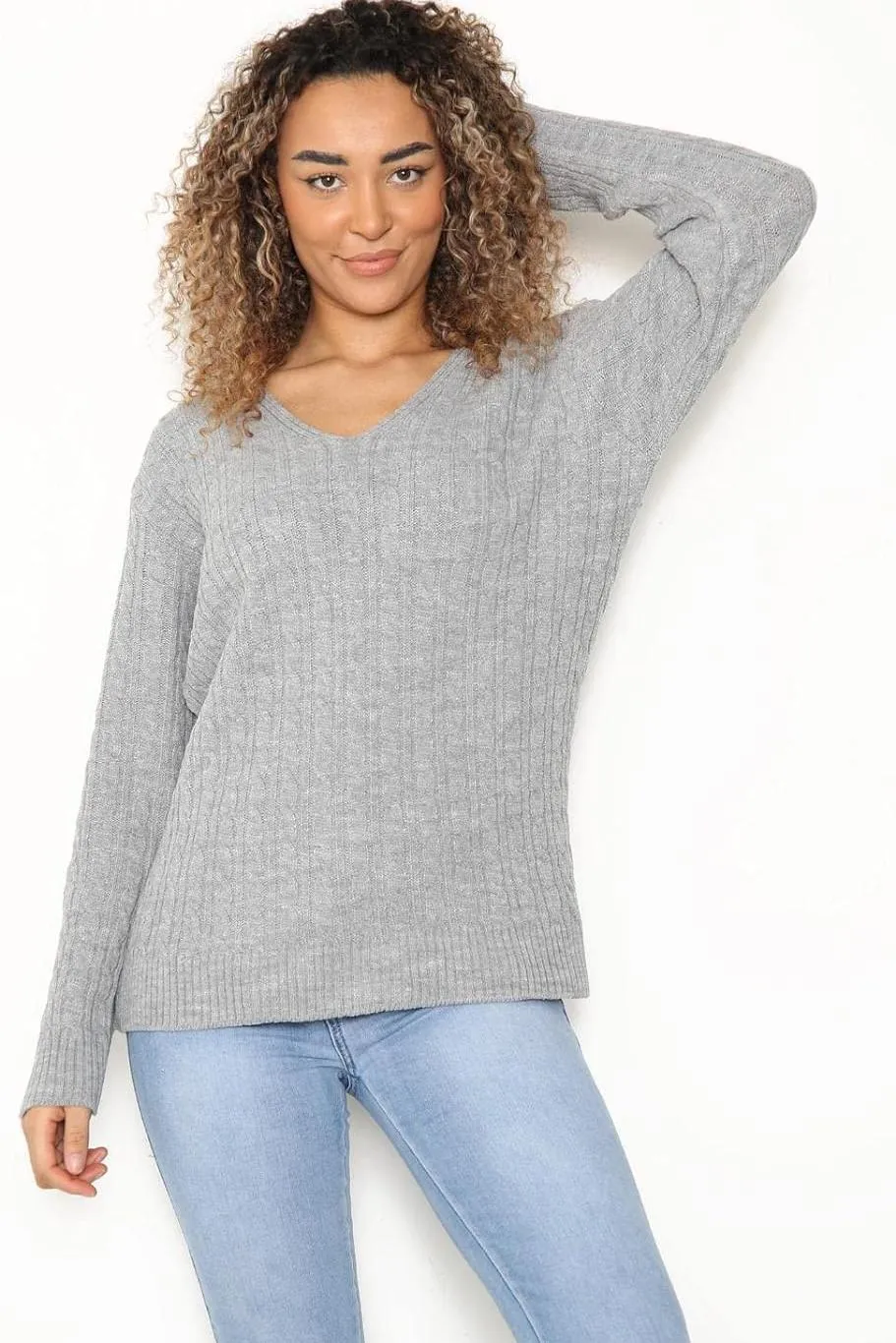Plus Size Cable Knitted Sweater Top