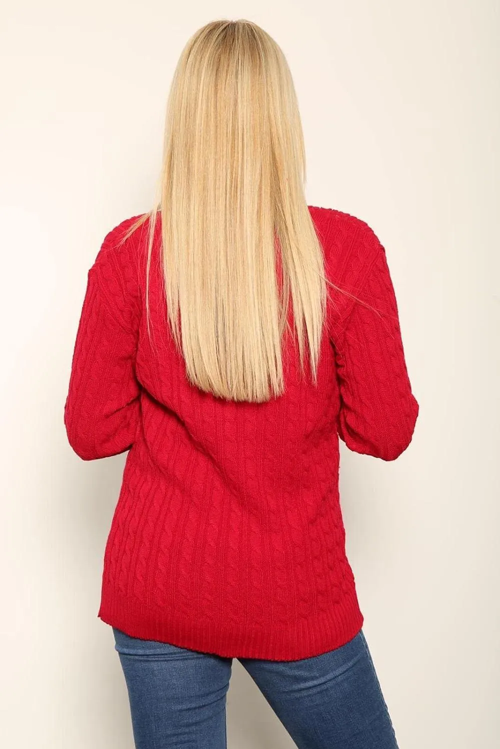 Plus Size Cable Knitted Sweater Top