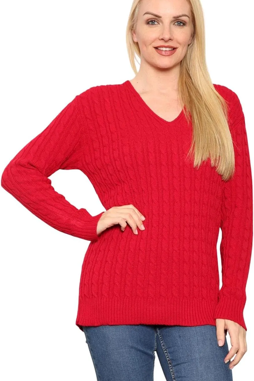 Plus Size Cable Knitted Sweater Top