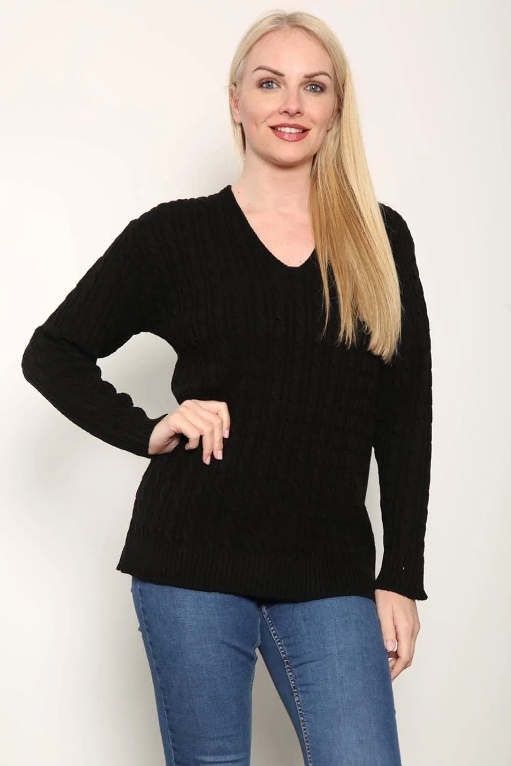 Plus Size Cable Knitted Sweater Top