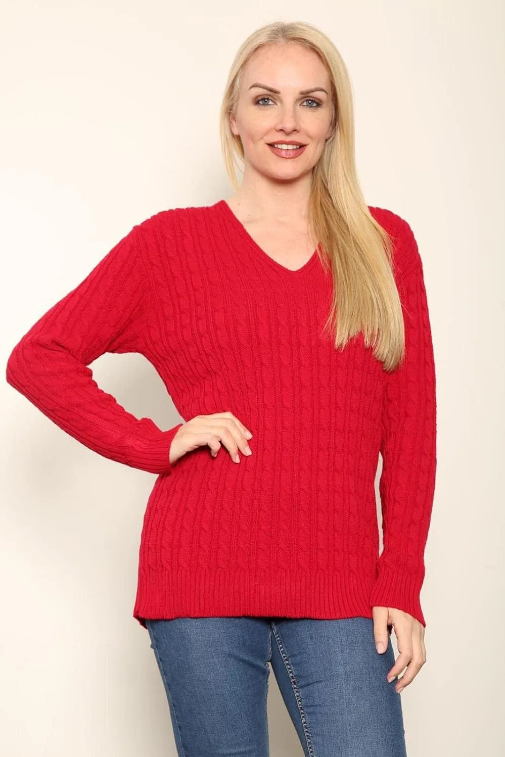 Plus Size Cable Knitted Sweater Top