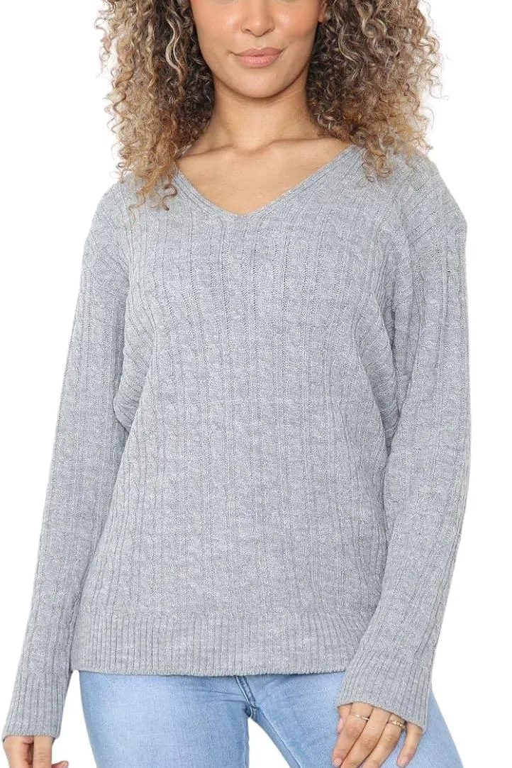 Plus Size Cable Knitted Sweater Top