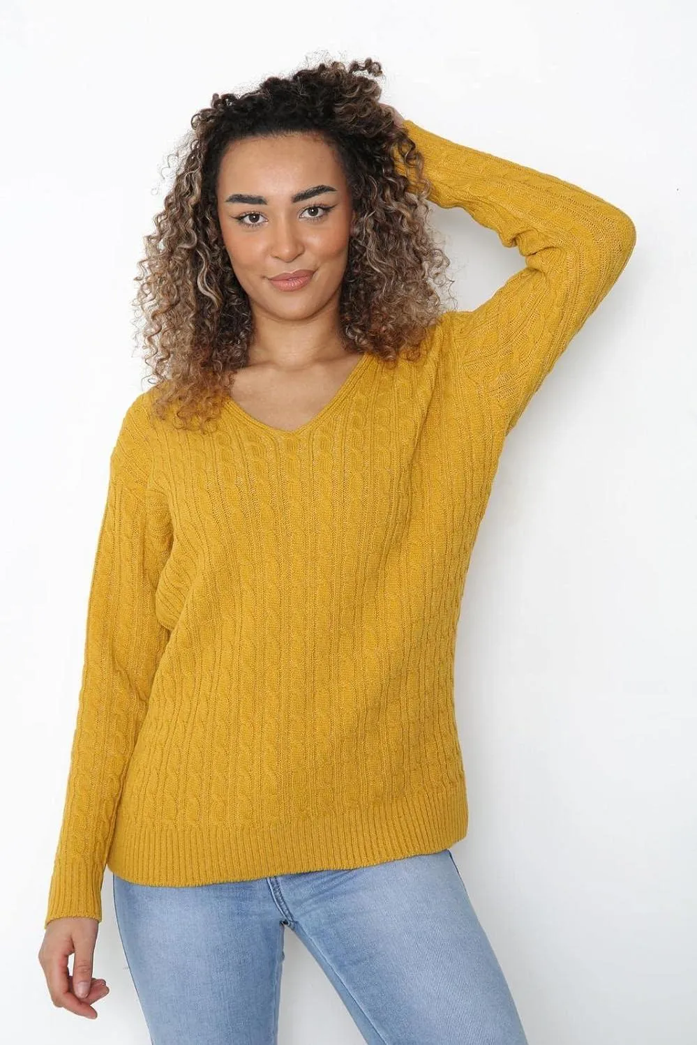 Plus Size Cable Knitted Sweater Top