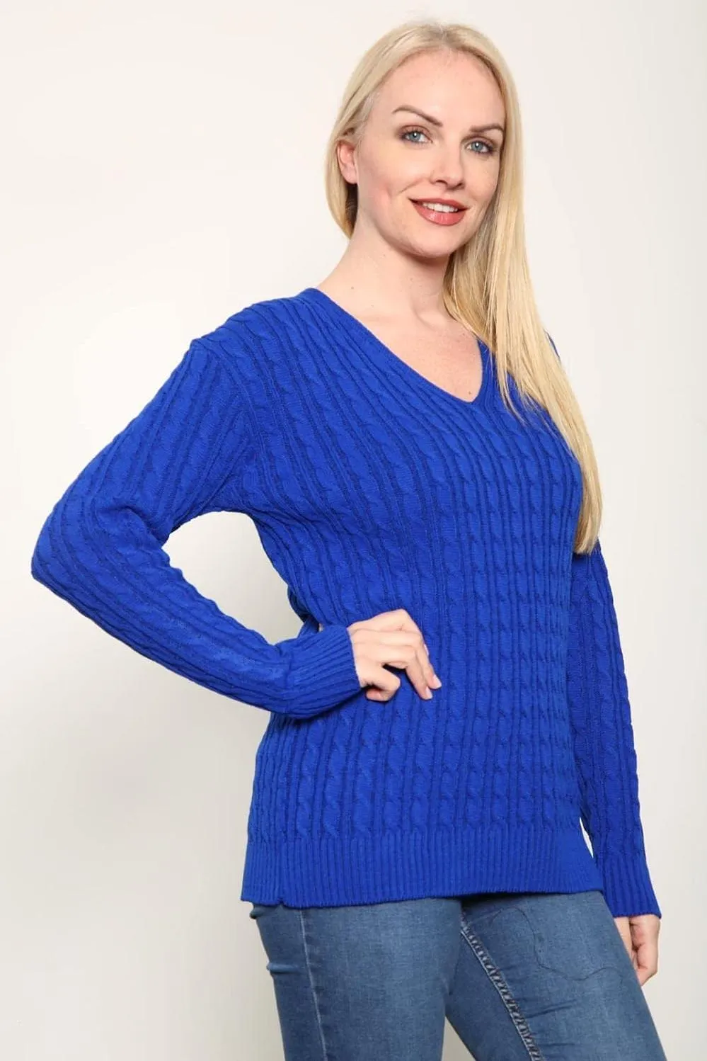 Plus Size Cable Knitted Sweater Top