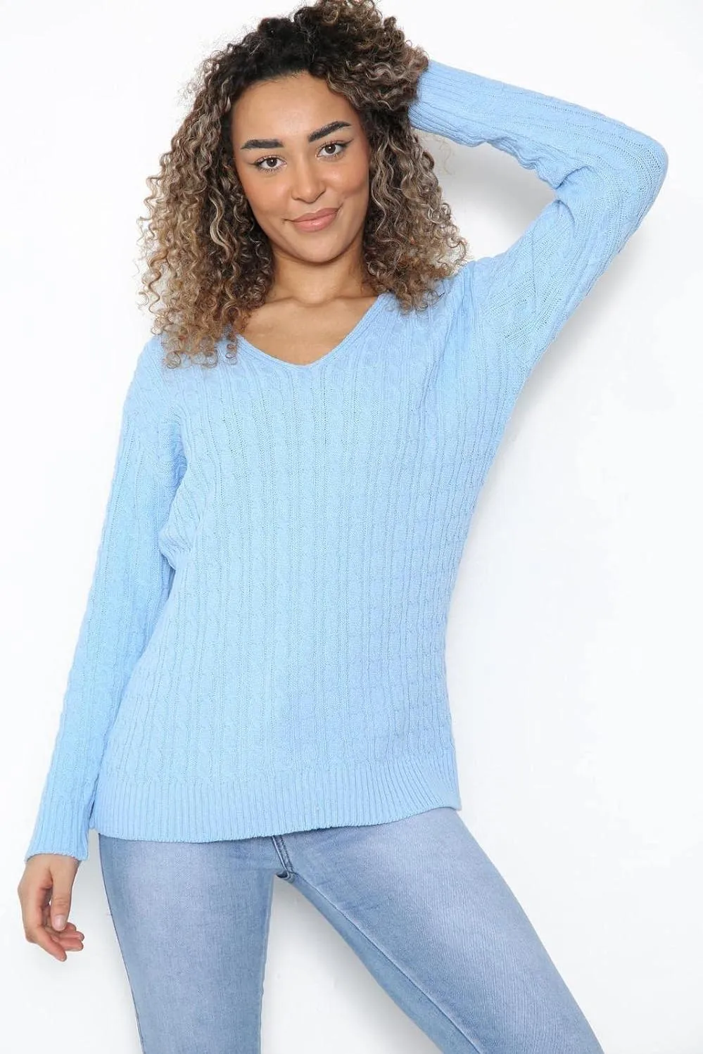 Plus Size Cable Knitted Sweater Top