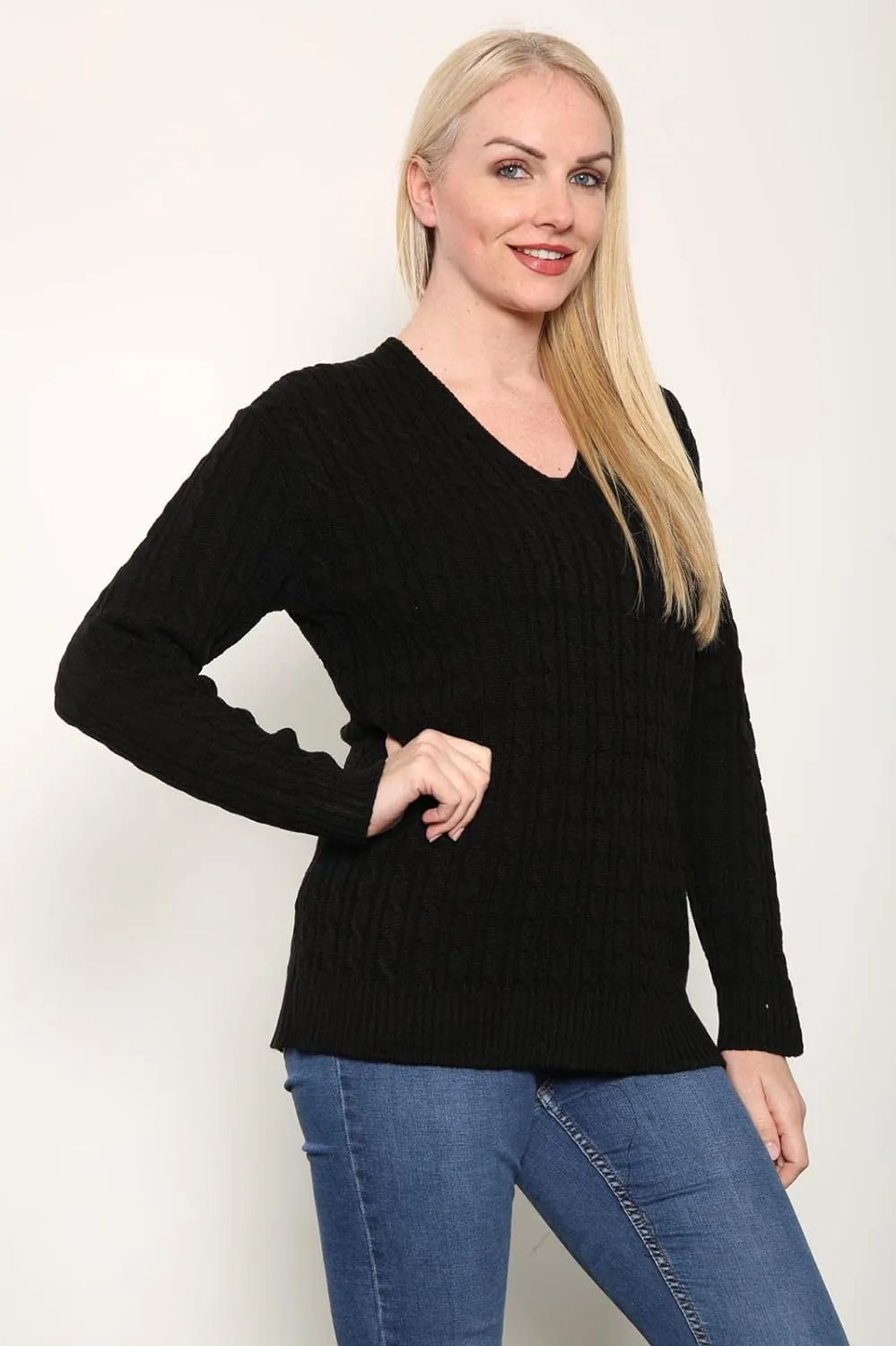 Plus Size Cable Knitted Sweater Top