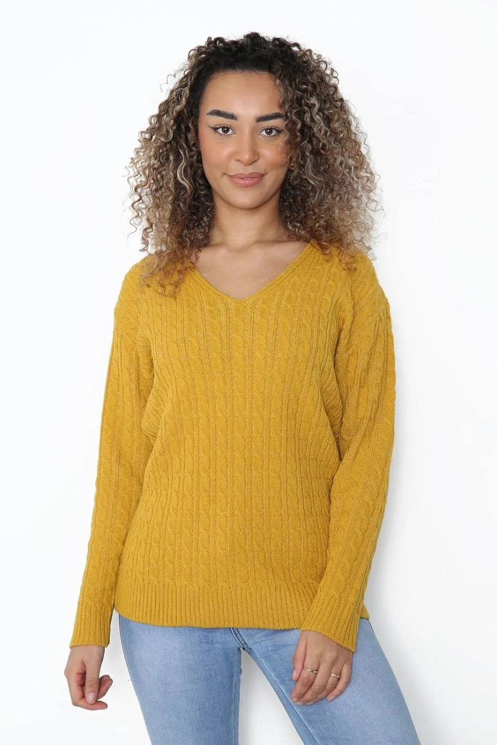 Plus Size Cable Knitted Sweater Top
