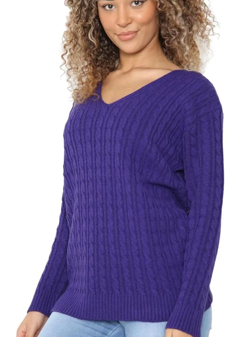 Plus Size Cable Knitted Sweater Top